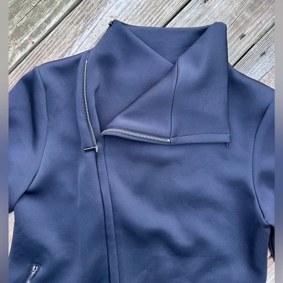 ADAY Up In The Air Jacket Scuba Asymmetrical Zip Biker Jacket - Picture 7 of 9